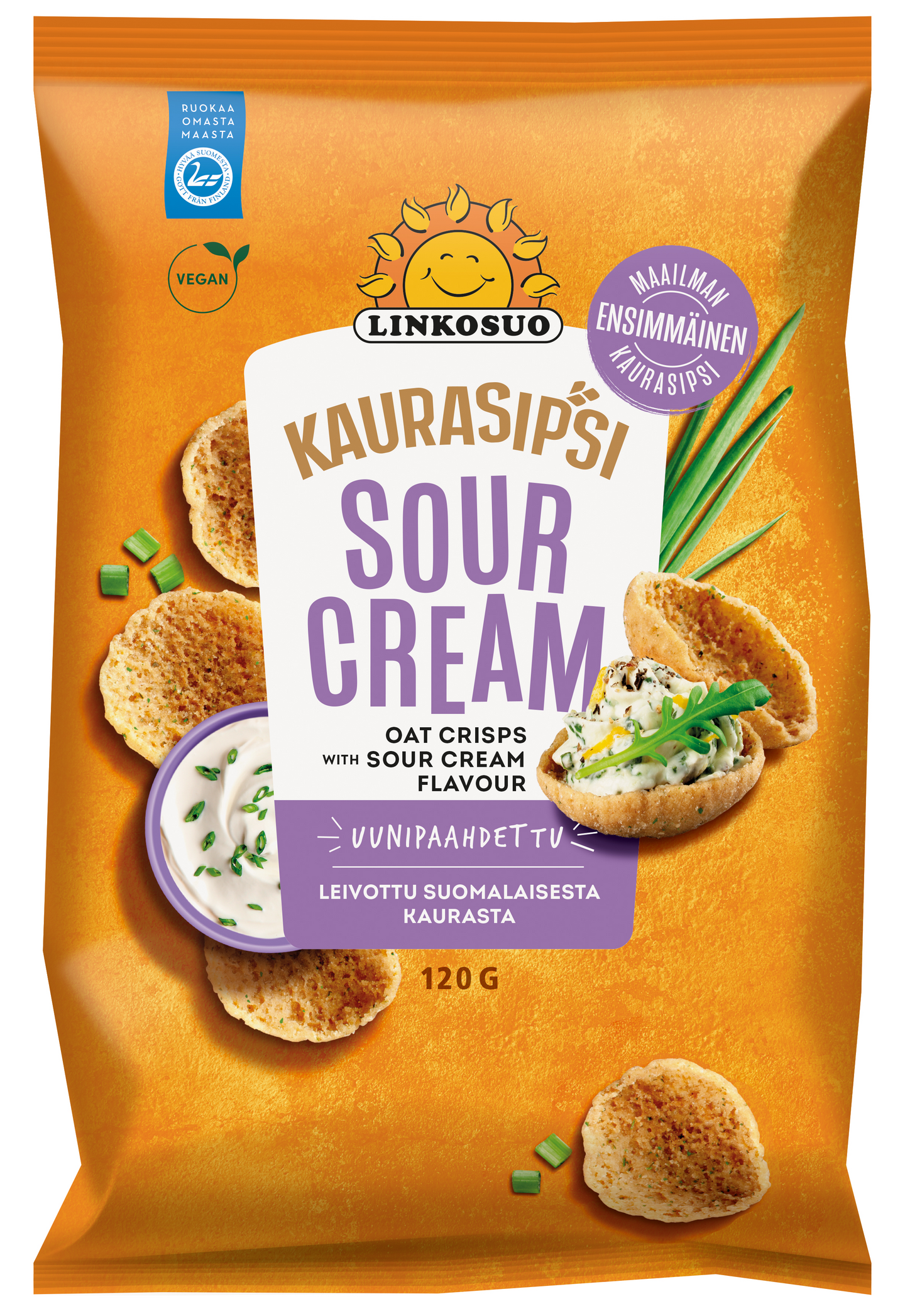 Linkosuo kaurasipsi sour cream 120g