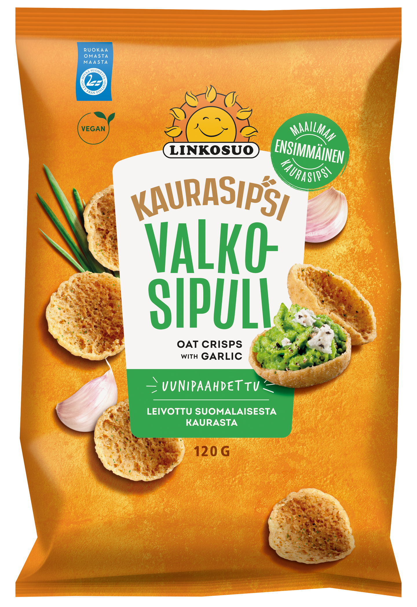 Linkosuo Kaurasipsi 120g valkosipuli