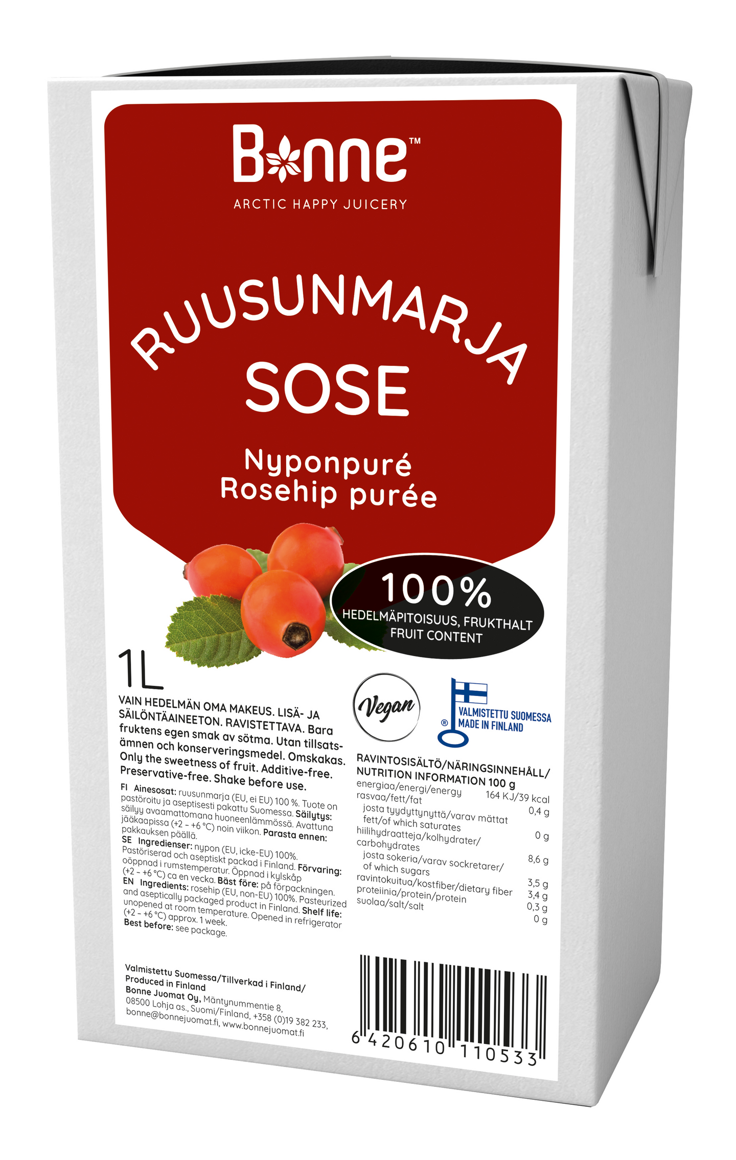 Bonne 1l Ruusunmarjasose 100%