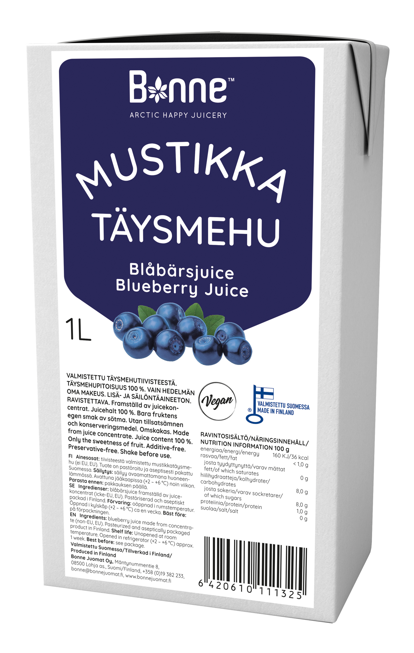 Bonne 1l Mustikkatäysmehu 100%