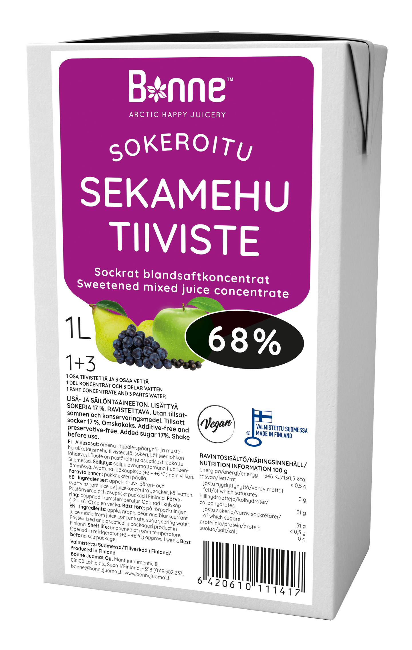 Bonne 1l Sokeroitu Sekamehutiiviste 68%