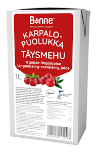 Bonne 1l Karpalo-puolukkatäysmehu 100%