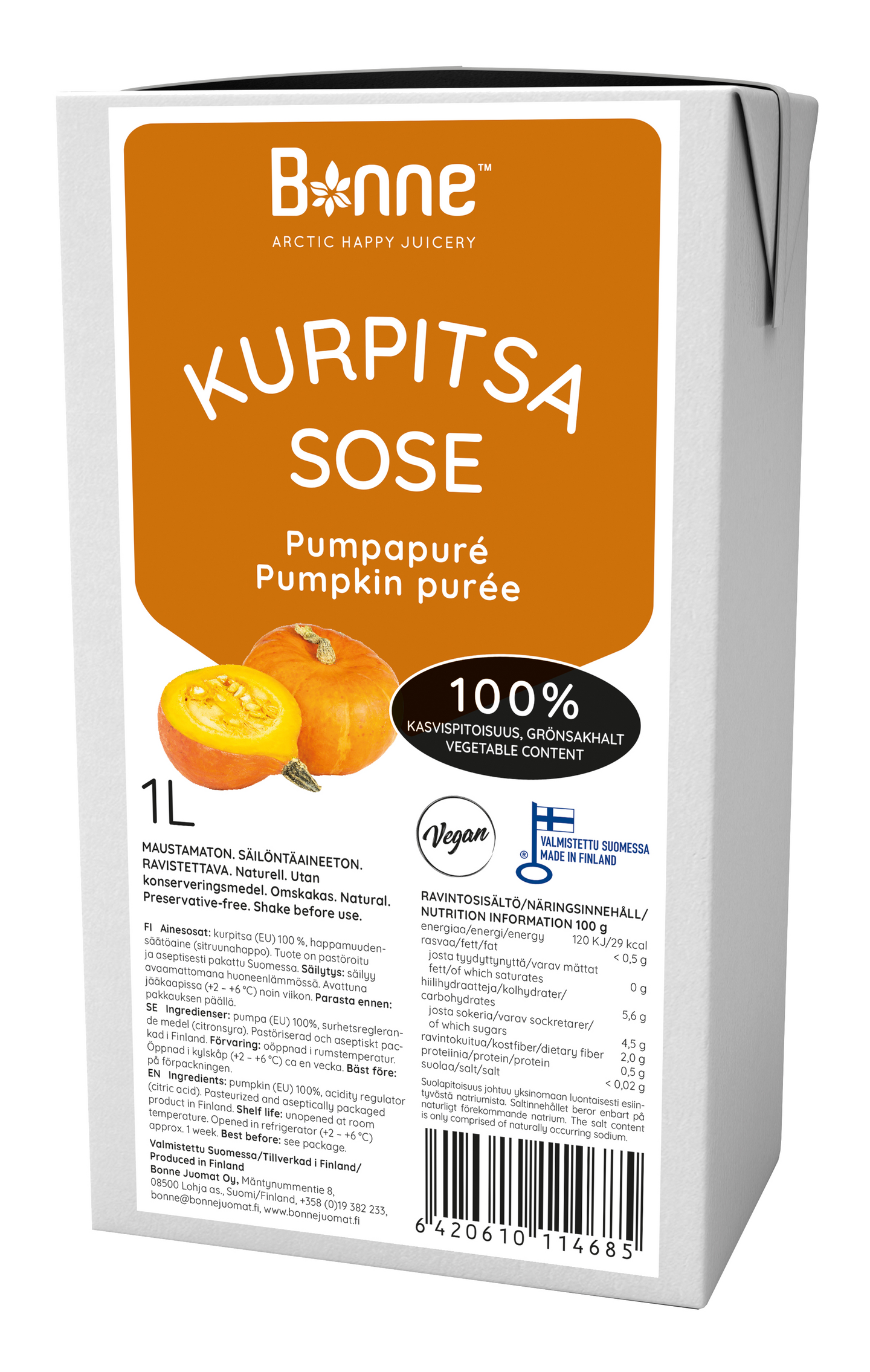 Bonne Premium kurpitsasose 1l