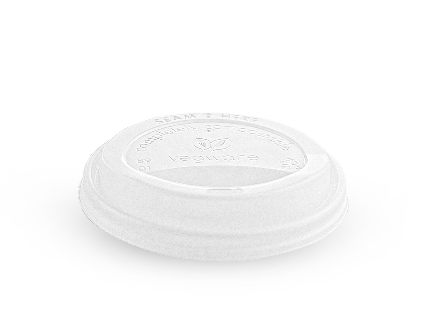 Vegware kuumakupin kansi valkoinen 89mm CPLA (89-sarja) 50kpl