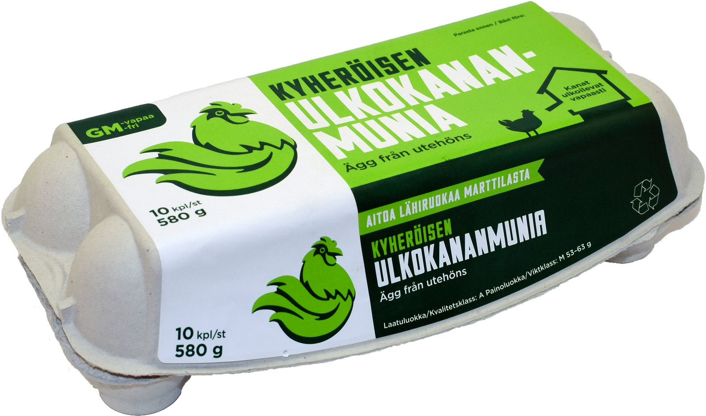 Kyheröisen Gm-vapaa ulkokananmuna M10 580g — HoReCa-tukku Kespro