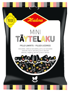 Halva Mini Täytelaku salmiakki, vadelma-salmiakki & sitruuna-salmiakki 150g