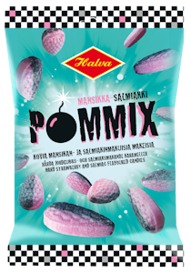 Halva Pommix kovia mansikan- ja salmiakinmakuisia makeisia 100g