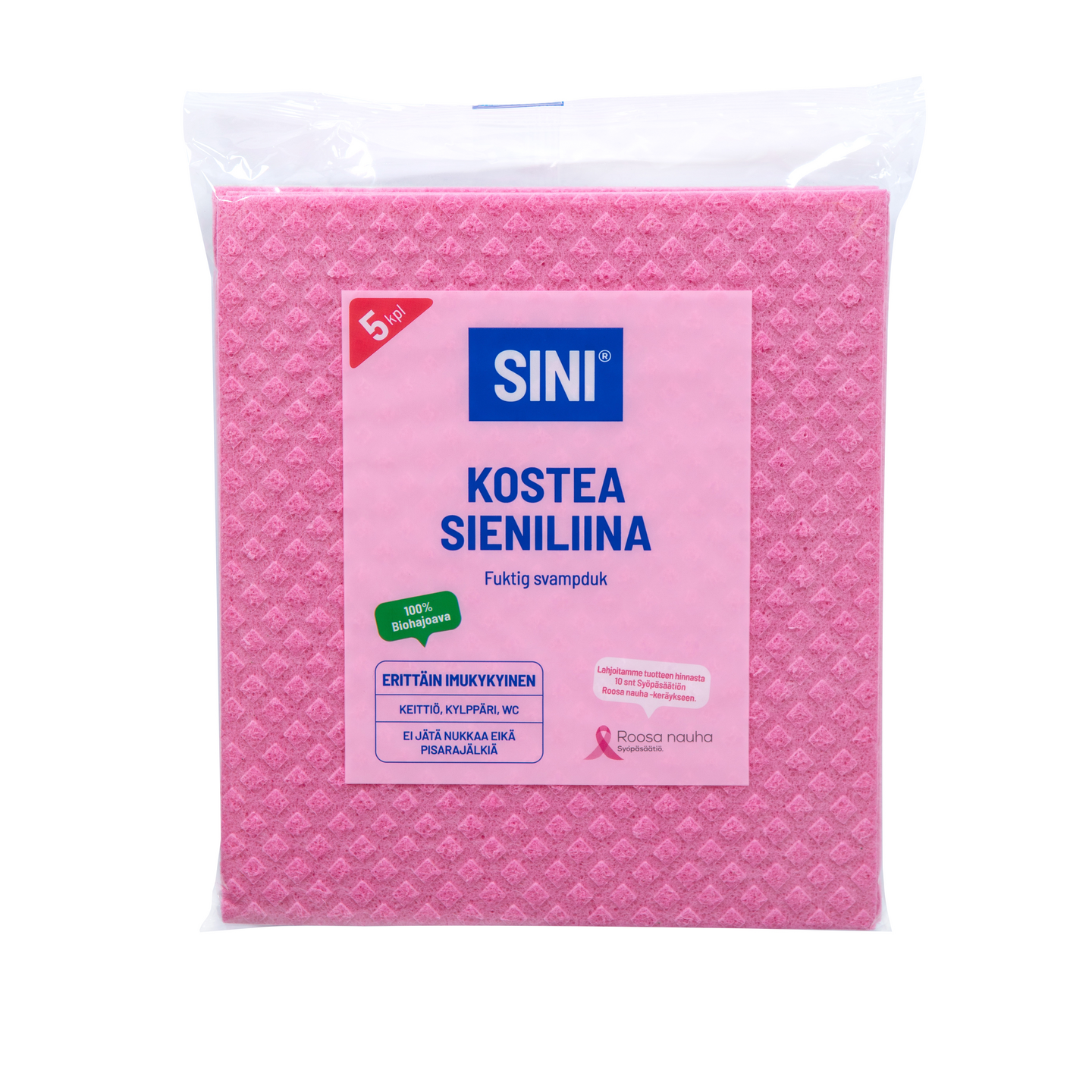 Sini Roosa nauha sieniliina kostea 5 kpl