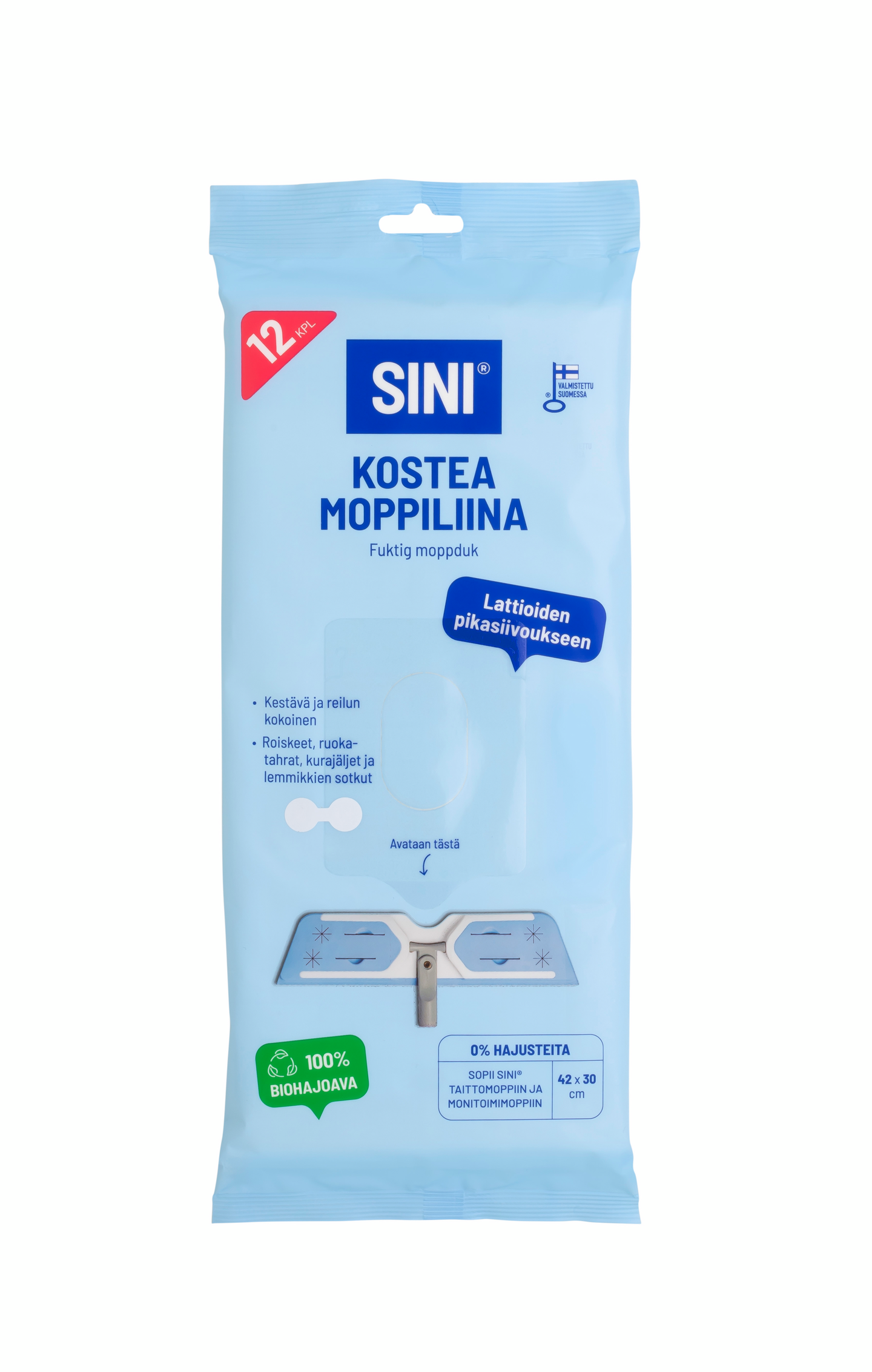 Sini kostea moppiliina 42x30cm 12 kpl