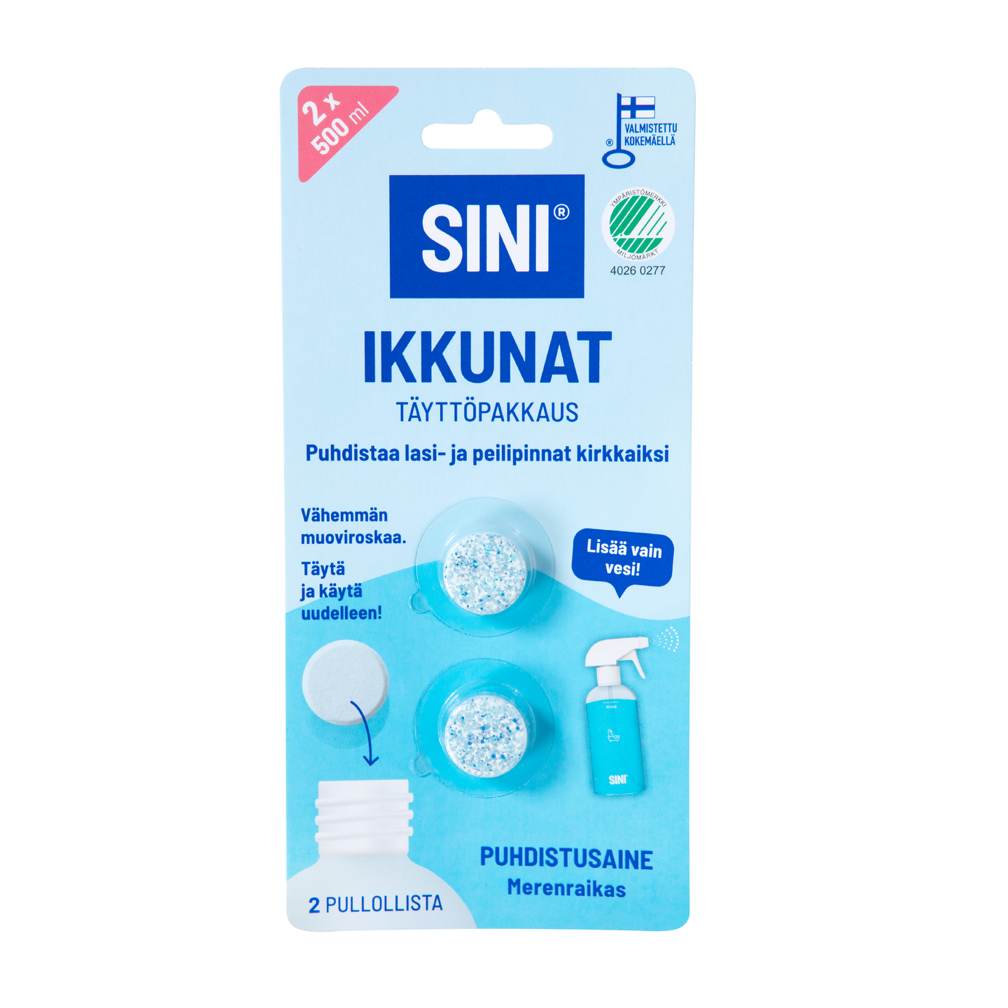 Sini ikkuna täyttöpakkaus 2tab