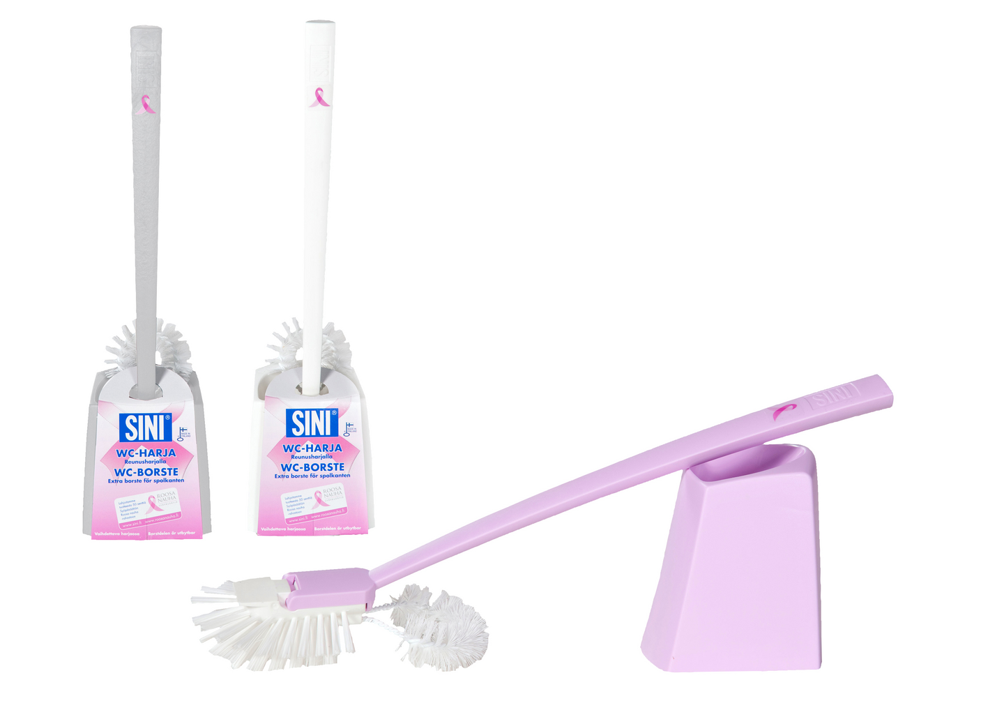 Sini wc-harja reunusharjalla Roosa nauha