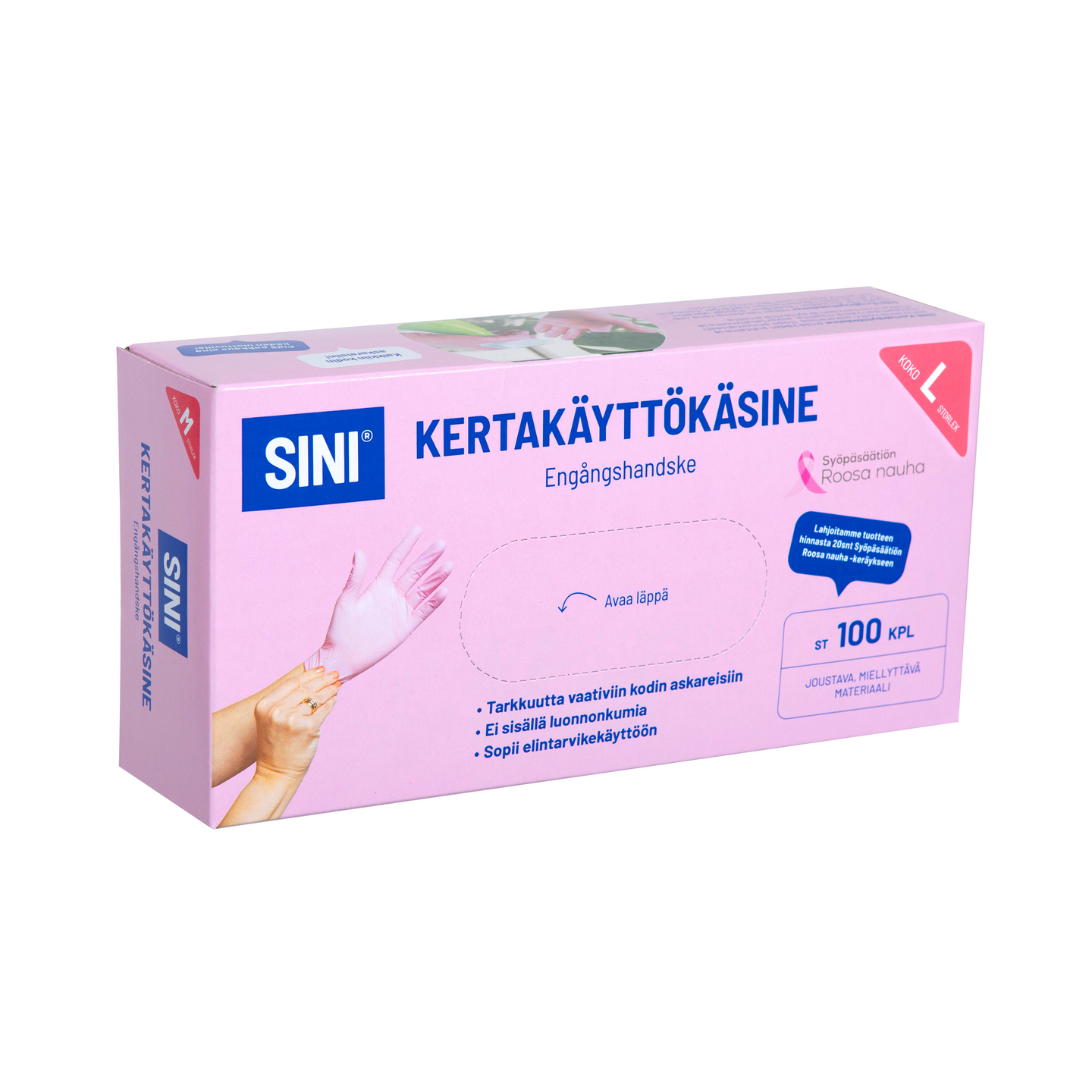 Sini Roosa nauha nitriilikäsine L 100kpl