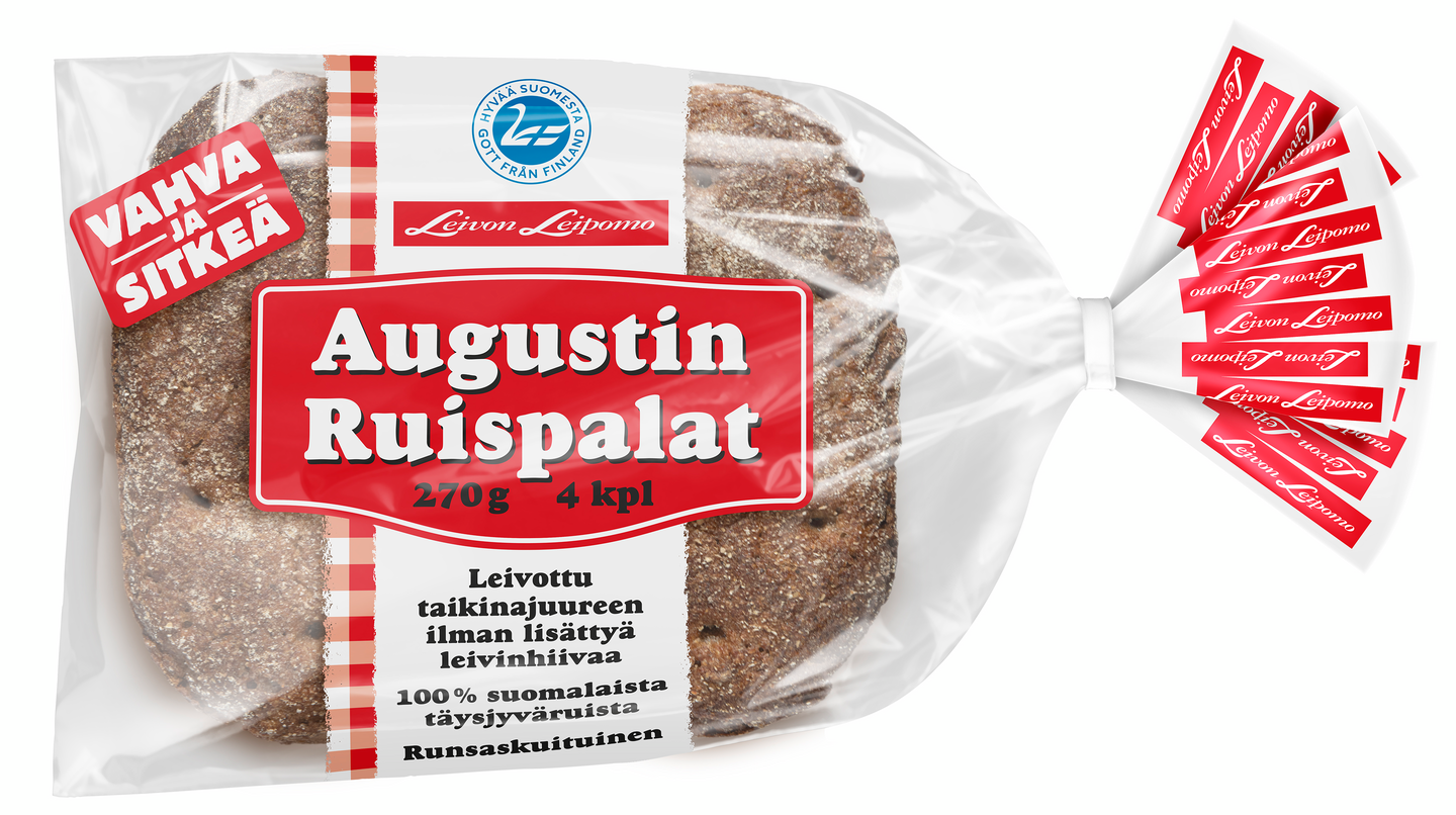 Leivon Leipomo Augustin Ruispala 4 kpl 270g 100% täysjyväruisleipä