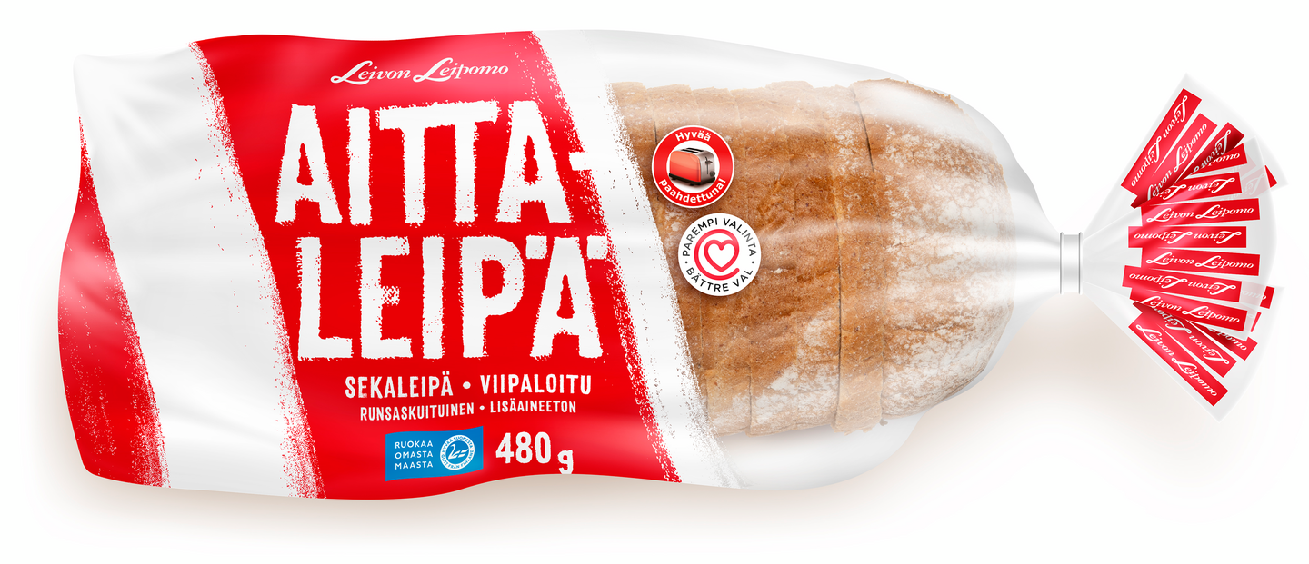 Leivon Aittaleipä 480g, sekaleipä viipaloitu