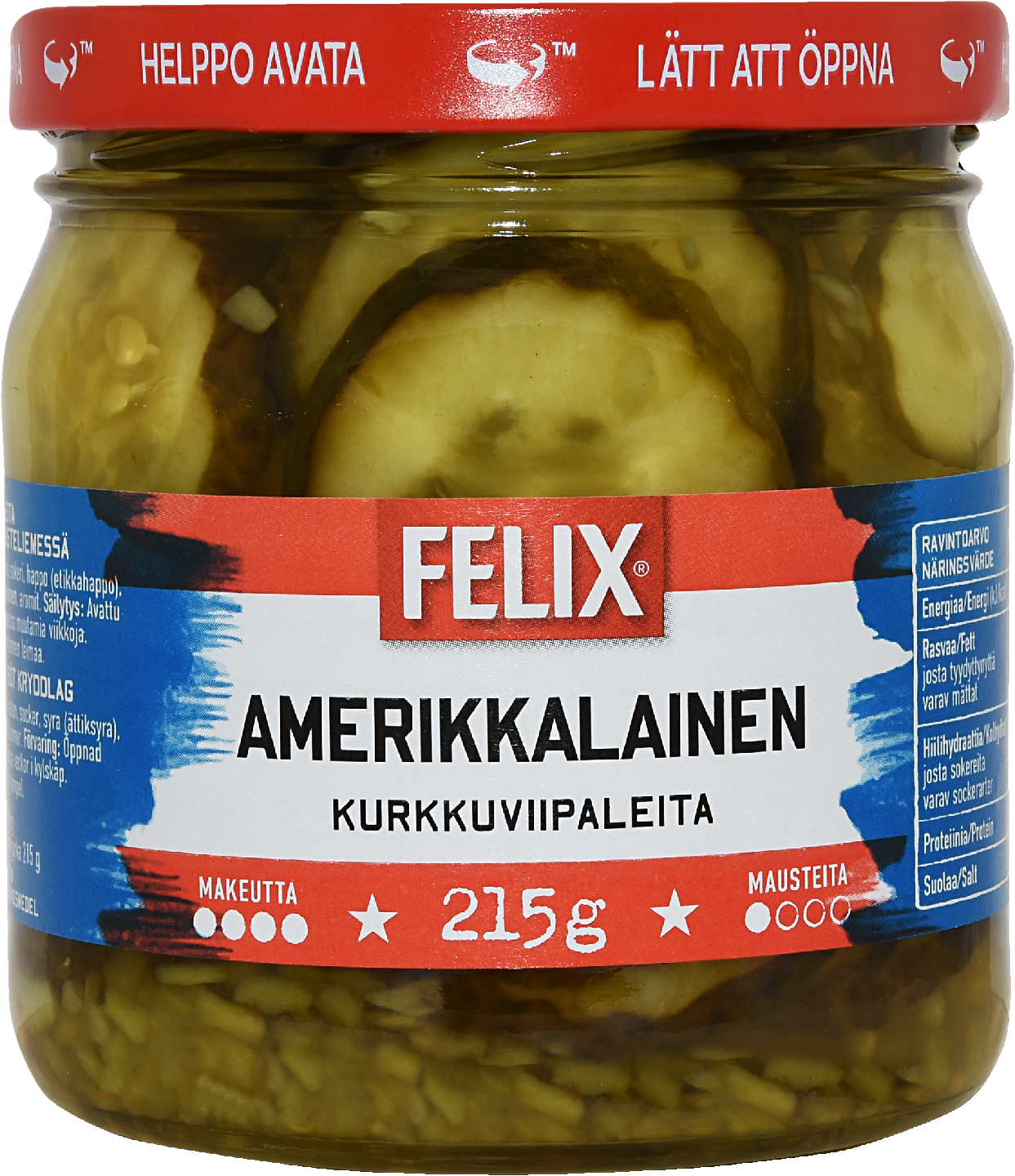 Felix Amerikkalainen kurkkuviipaleita makeassa mausteliemessä 410g/215g