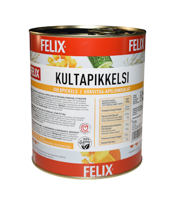 Felix kultapikkelsi kurpitsakuutioita mausteliemessä etikaton 3,2kg/2,1kg