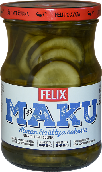 Felix Maku viipaloituja kurkkuja mausteliemessä ilman lisättyä sokeria 560g/300g