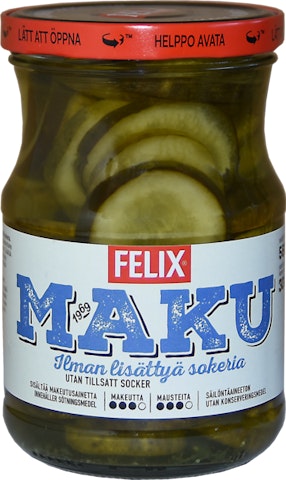 Felix Maku viipaloituja kurkkuja mausteliemessä ilman lisättyä sokeria 560g/300g