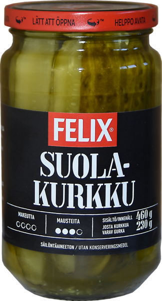 Felix lohkottuja kurkkuja makeuttamattomassa mausteliemessä 460g/230g