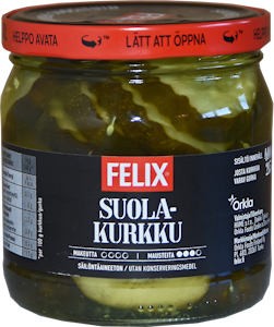 Felix suolakurkku viipaloituja kurkkuja suolamausteliemessä 400g/215g VARTTILAVA