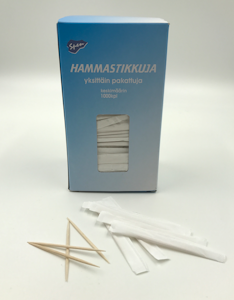 Transpen hammastikku 1000kpl paperipussi  65mm