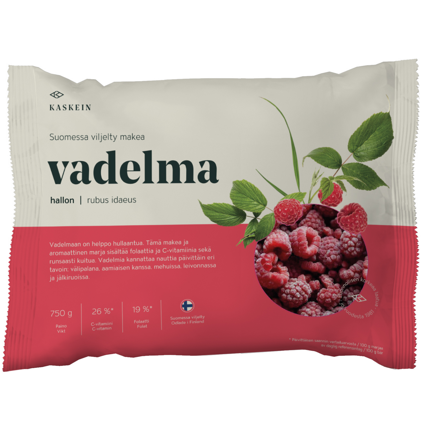 Kaskein suomalainen vadelma 750g pakaste