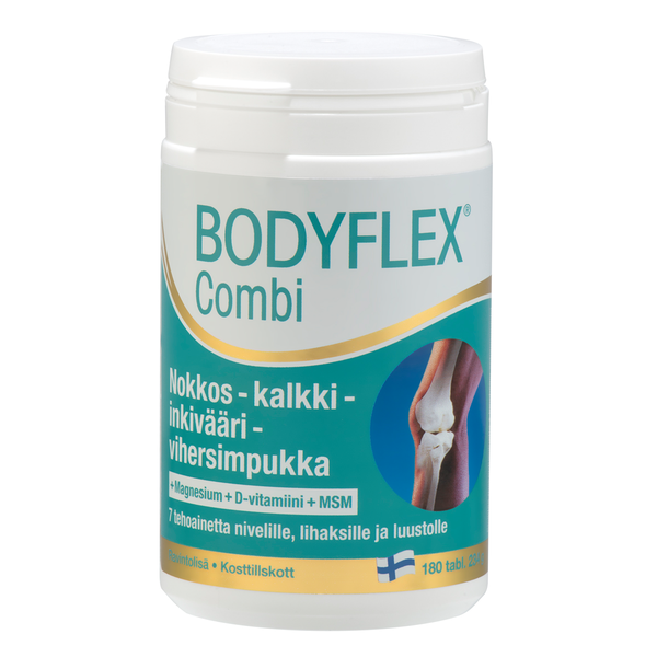 Bodyflex Combi nokkos-kalkki-inkivääri-vihersimpukka + magnesium +  D-vitamiini + MSM 180 tabl. 234 g | K-Ruoka Verkkokauppa