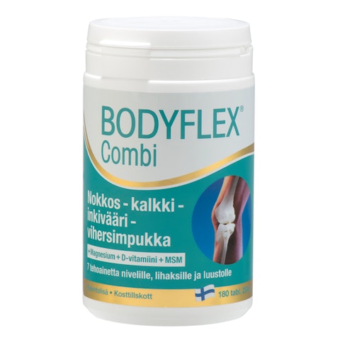 Bodyflex Combi nokkos-kalkki-inkivääri-vihersimpukka + magnesium + D-vitamiini + MSM 180 tabl. 234 g