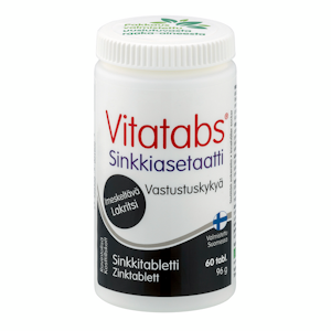 Vitatabs Sinkkiasetaatti sinkkitabletti imeskeltävä lakritsi 60tabl 96g