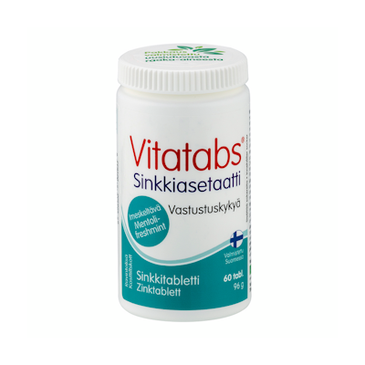 Vitatabs Sinkkiasetaatti sinkkitabletti imeskeltävä mentoli - freshmint 60tabl