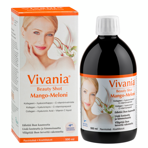 Vivania Beauty Shot 500 ml Mango-Meloni Kollageeni-hyaluronihappo-C-vit.val