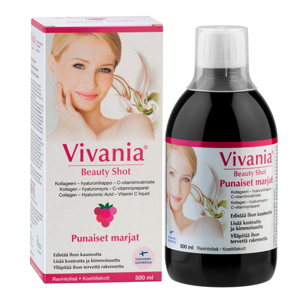 Vivania Beauty Shot Punaiset marjat Kollageeni-hyaluronihappo-C-vit.val 500ml
