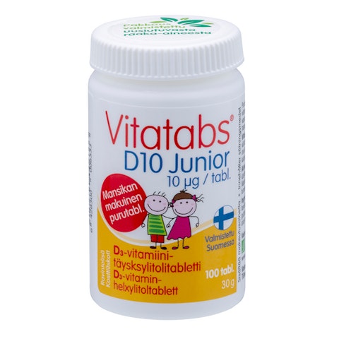 Vitatabs juniorD10 10µg ksylit 100kpl/30g