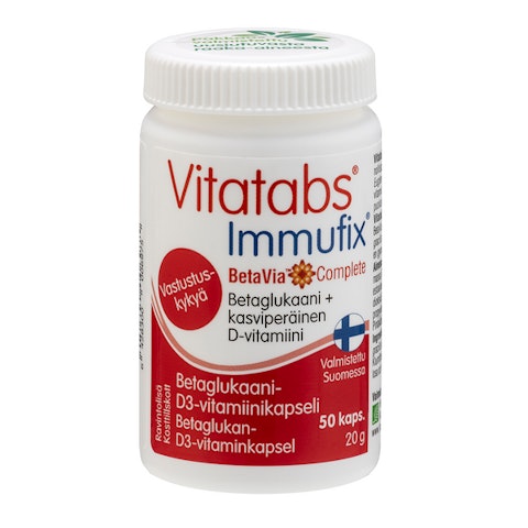 Vitatabs Immufix Betaglukaani + kasviperäinen D-vitamiini 50kaps 20g