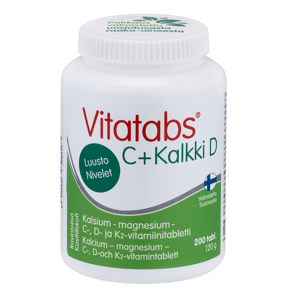 Vitatabs C + Kalkki D kalsium-magnesium-C-, D- ja K2-vitamiinitabletti 120g/ 200tabl