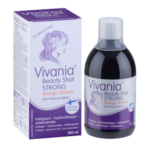 Vivania Beauty Shot Strong kollageeni-hyaluronihappo-sinkki 500ml mango-meloni