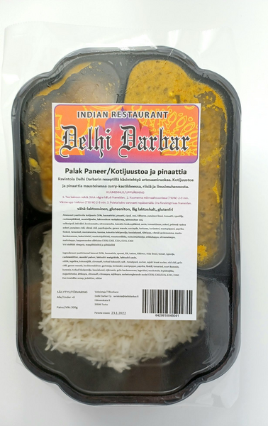 Delhi Darbar Palak Paneer Kotijuustoa ja pinaattia curry-kastikkeessa 500g  | K-Ruoka Verkkokauppa