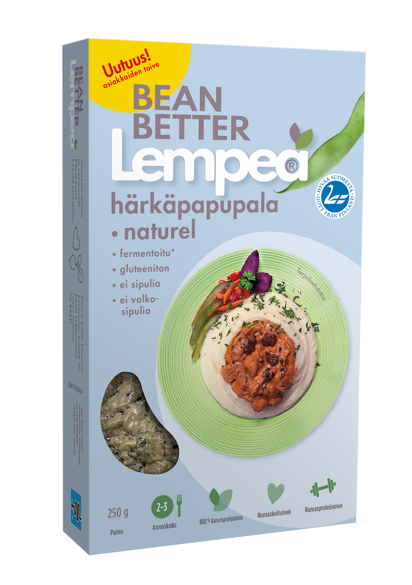 Bean Better Lempeä fermentoitu härkäpapupala Naturel 250 g