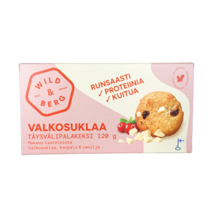 Wild&Berg täysvälipalakeksi valkosuklaa 120 g