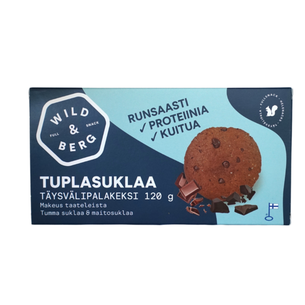 Wild&Berg täysvälipalakeksi tuplasuklaa 120 g