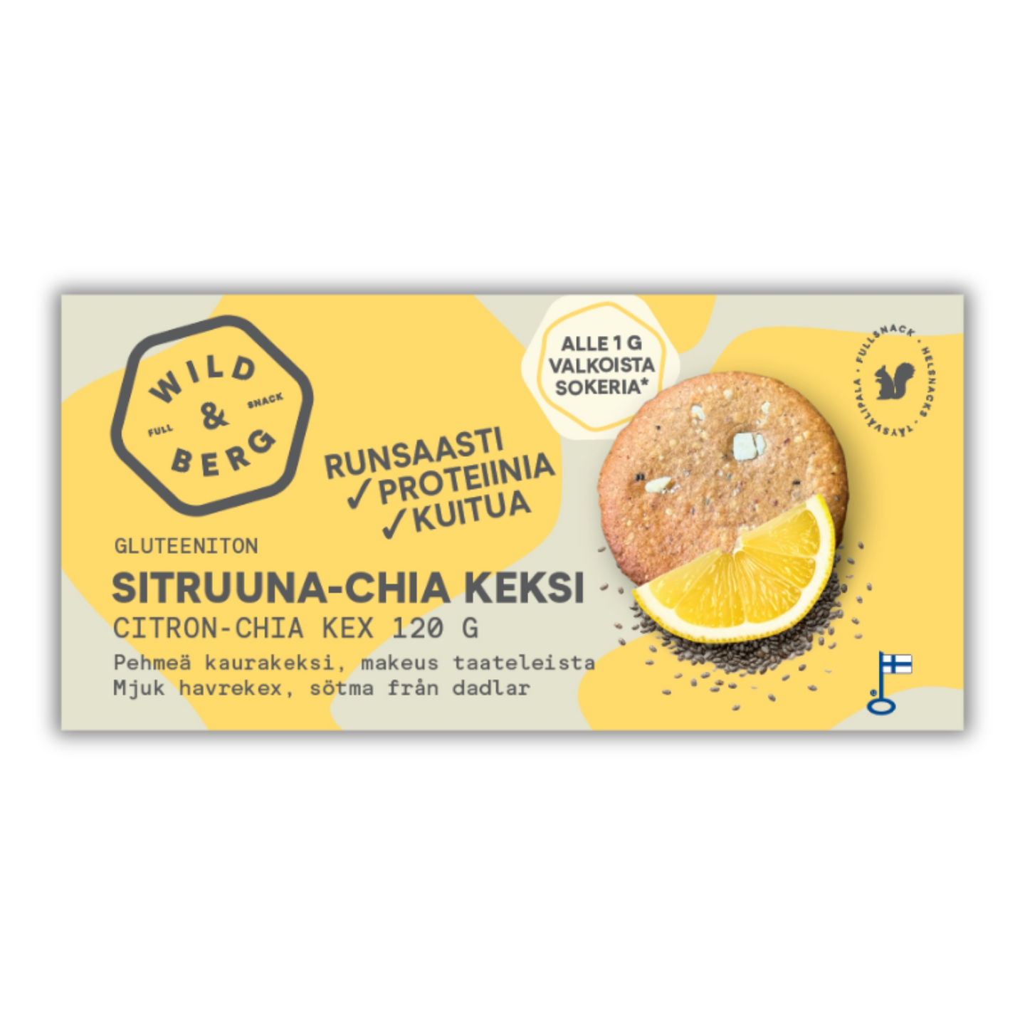 Wild Berg pehmeä keksi 120g sitruuna chia gluteeniton