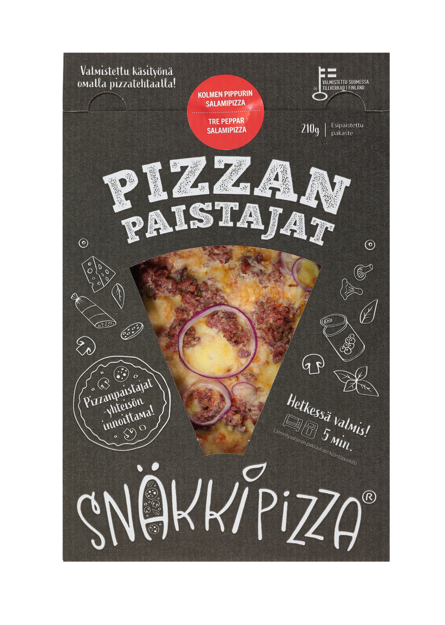 Pizzanpaistajat Snäkkipizza kolmen pippurin salami 210g pakaste