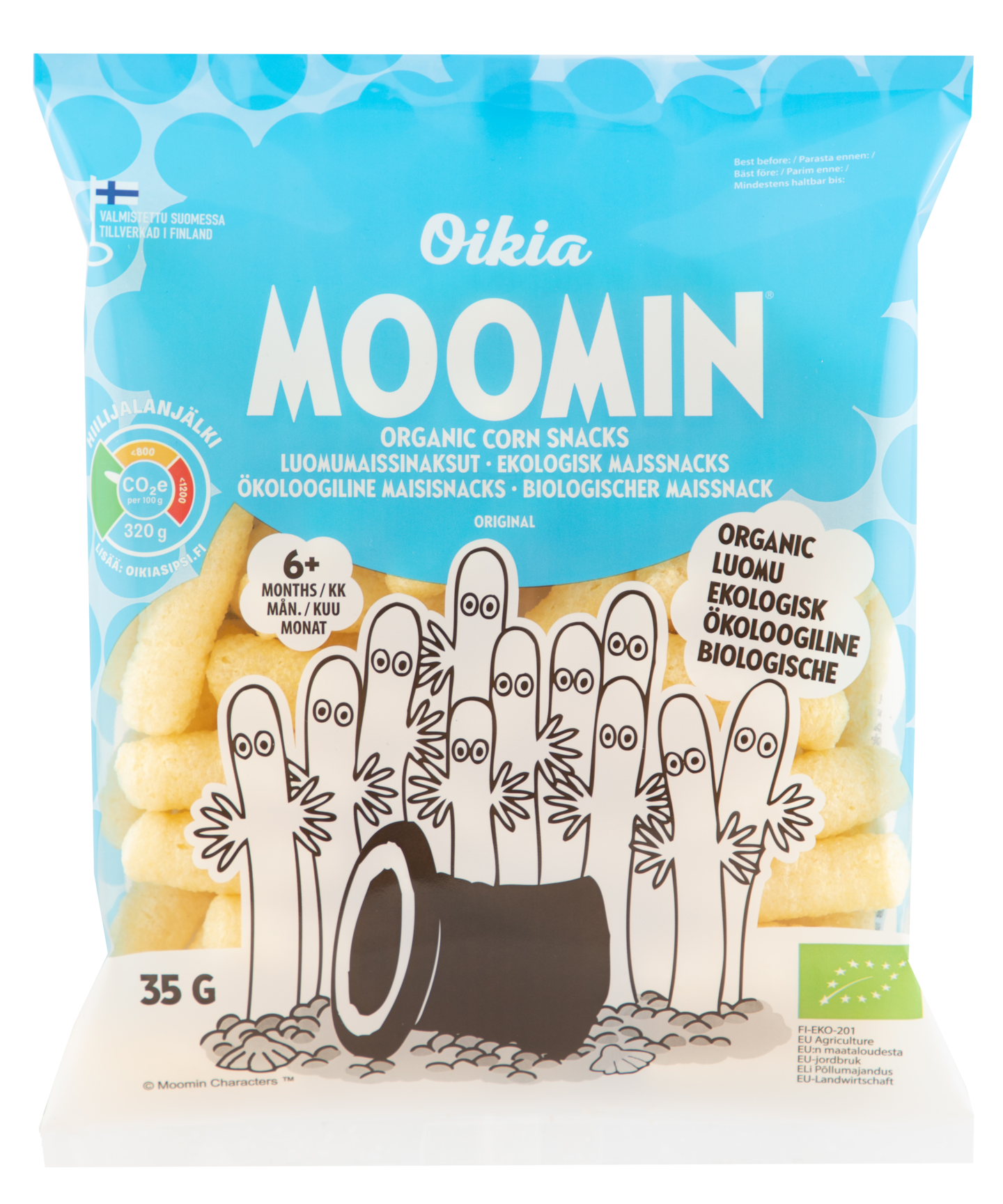 Oikia Moomin Luomumaissinaksu 35g original 6+ kk