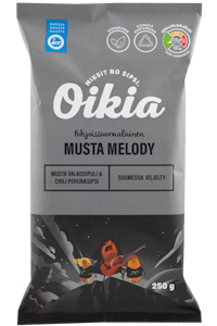 Oikia perunalastu 250g Musta Melody valkosipuli & chili