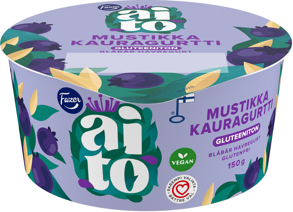 Fazer Aito Kaurav lipala 150g Mustikka Gluteeniton HoReCa tukku Kespro