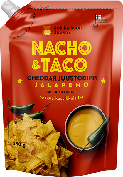 Jokilaakson Nacho&Taco cheddardippi jalapeno 250g