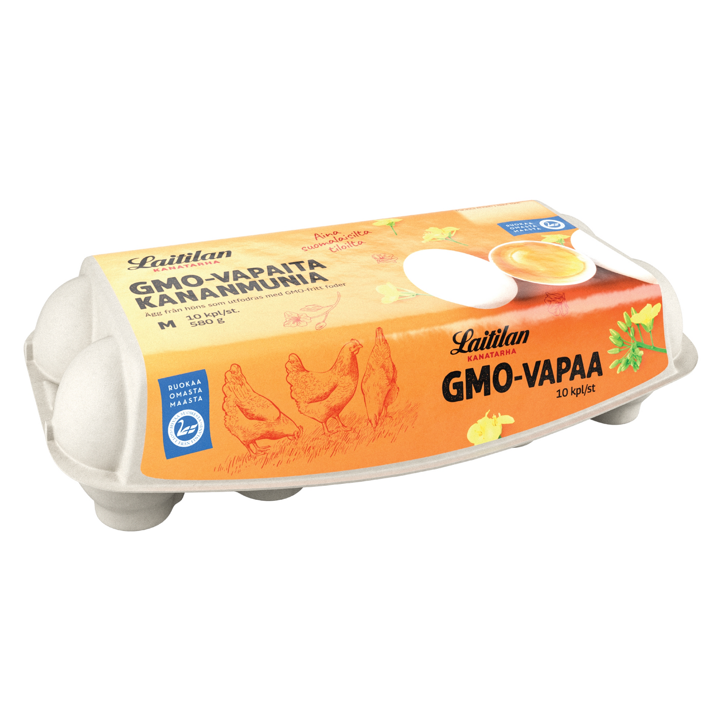 Laitilan Kanatarhan GMO-vapaa vapaan kanan kananmuna M10 580g | K-Ruoka  Verkkokauppa