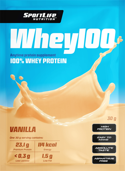 SportLife Nutrition Whey100 heraproteiinijauhe 30g vanilja