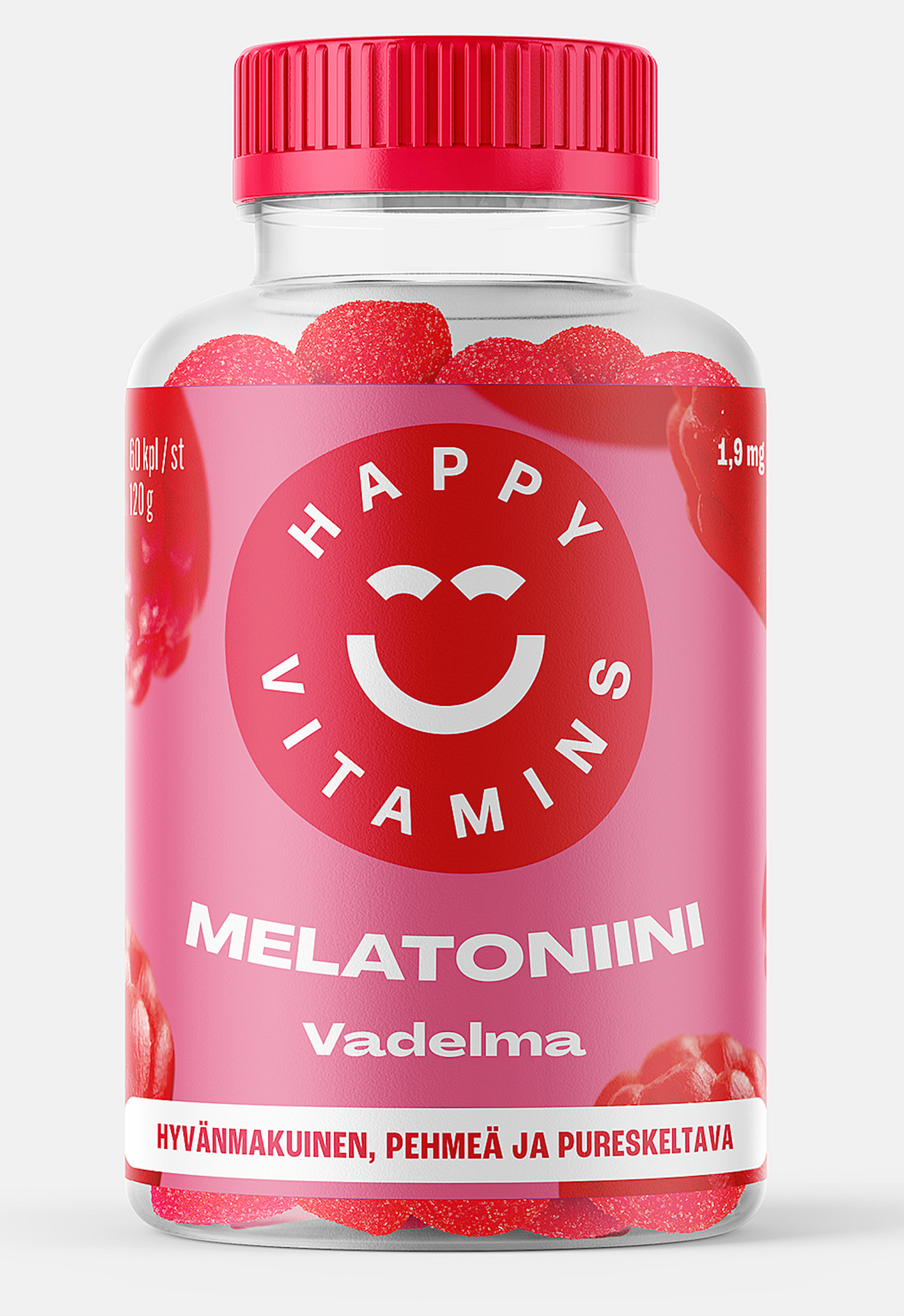 HAPPY VITAMINS Melatoniini vadelma 60kpl 150g