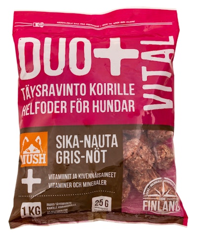 Mush Duo+ Täysravinto koirille sika-nauta 1 kg